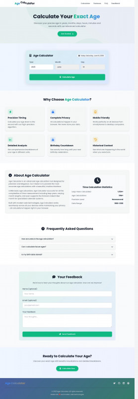 Modern Age Calculator Website with Life Tracker | Detailed Time Breakdown + Fun Facts | Responsive UI + Full Source Code