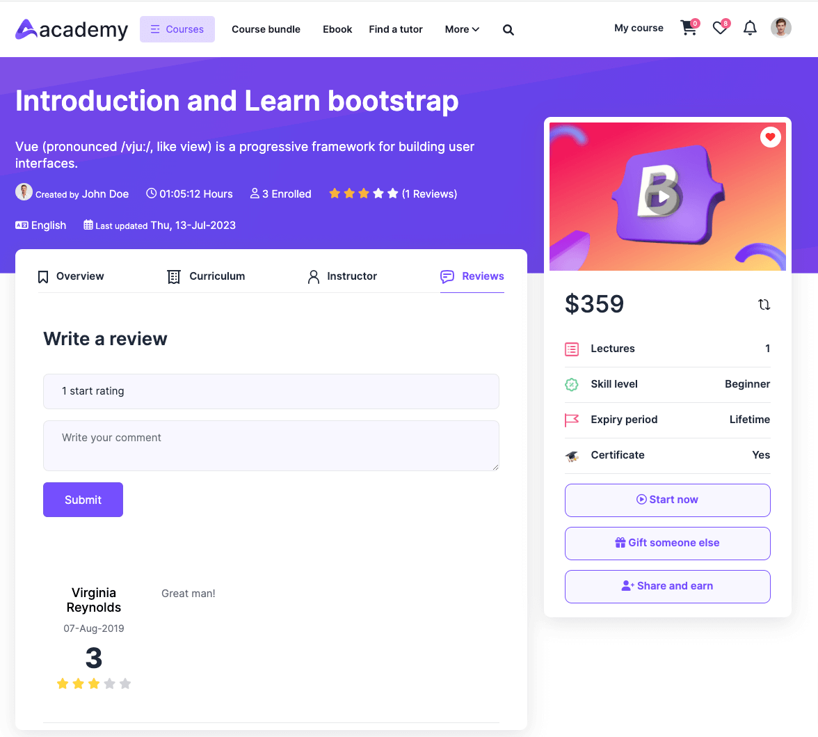 Academy LMS - Learning Management System with Addon