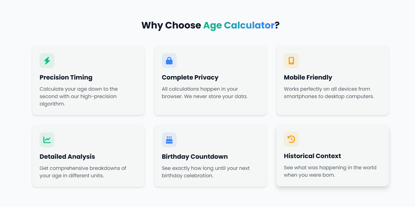 Modern Age Calculator Website with Life Tracker | Detailed Time Breakdown + Fun Facts | Responsive UI + Full Source Code