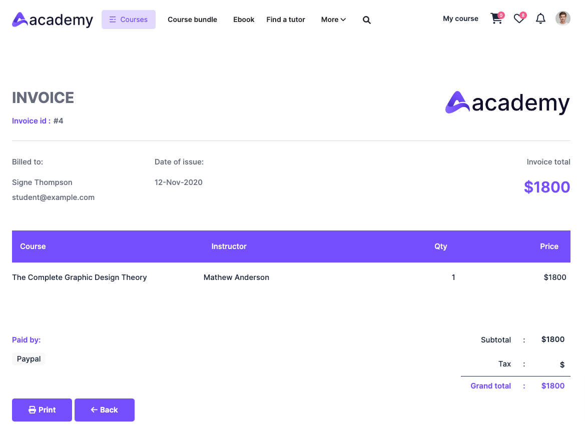 Academy LMS - Learning Management System with Addon